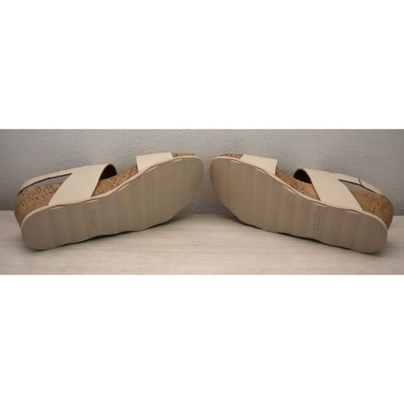 Earth Women's 8.5M Light Natural/Beige Leather Willa Mid Cork Wedge Sandals - Picture 4 of 13